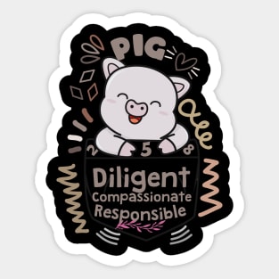 Earth-tone Color Pig Personality Diligent Compassionate Responsible Chinese Zodiac Year 2031 Sticker